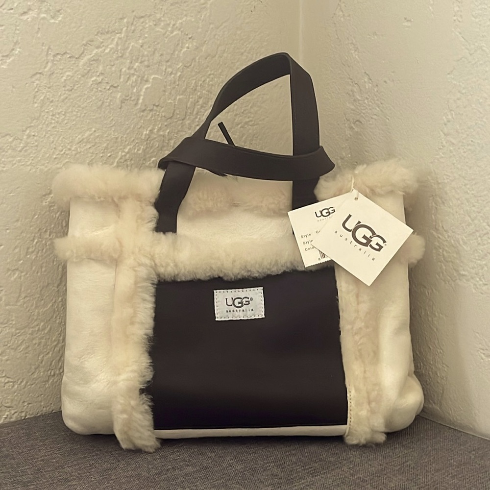 Ugg Shearling trim suede handbag